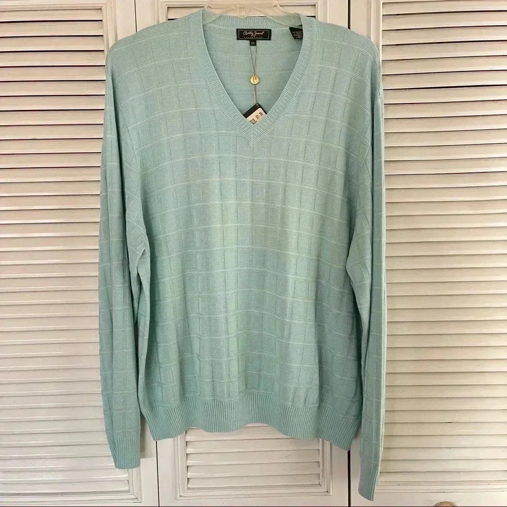 NWT Bobby Jones V-Neck Golf Sweater Light  Blue Turquoise size XXL